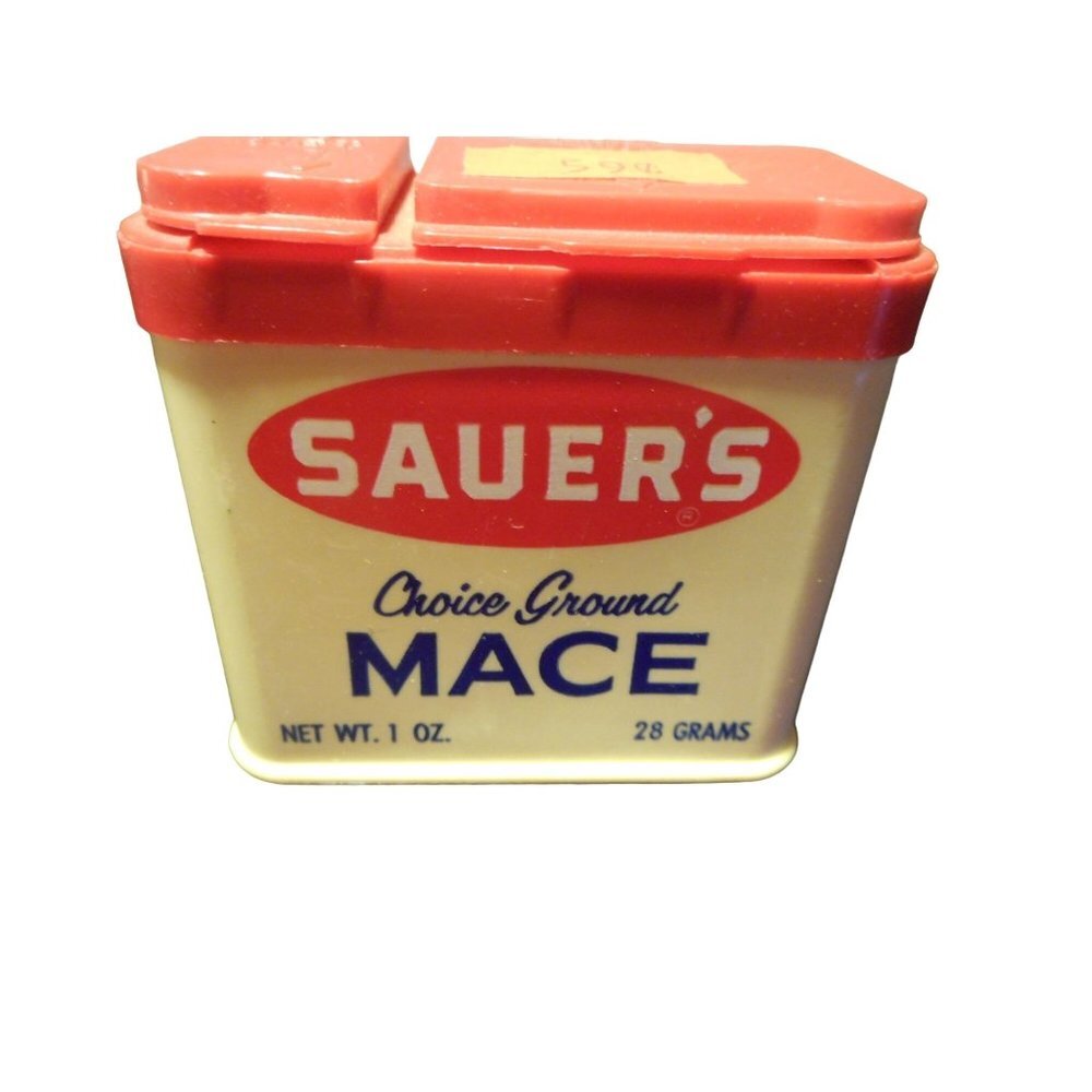 Vintage Sauer's Choice Ground Mace Seasoning Spice Container Estate FInd
